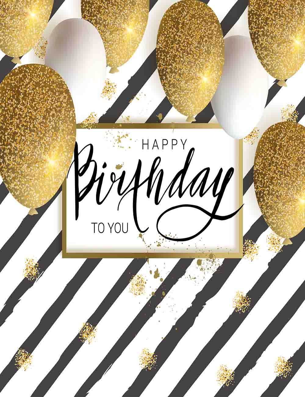 Black Stripes With Golden Balloons For Birthday Photography Backdrop Shopbackdrop
