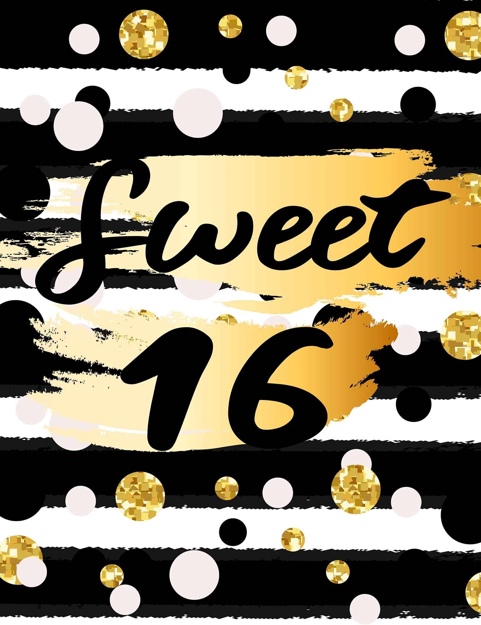 Black Strips And Dots For Children 16th Birthday Photo Backdrop Shopbackdrop