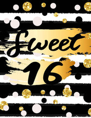 Black Strips And Dots For Children 16th Birthday Photo Backdrop Shopbackdrop