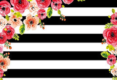 Black Strips With Patterns Flower Backdrop For Summer Photography lv-1016 Shopbackdrop