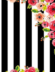 Black Strips With Patterns Flower Backdrop For Summer Photography lv-1016 Shopbackdrop