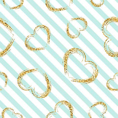 Blue Stripes With Golden Hearts For Valentines Day Photography Backdrop J-0358 Shopbackdrop