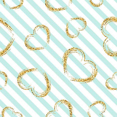 Blue Stripes With Golden Hearts For Valentines Day Photography Backdrop J-0358 Shopbackdrop