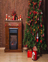 Brown Fireplace Christmas Tree Indoor For Christmas Photography Backdrop Shopbackdrop