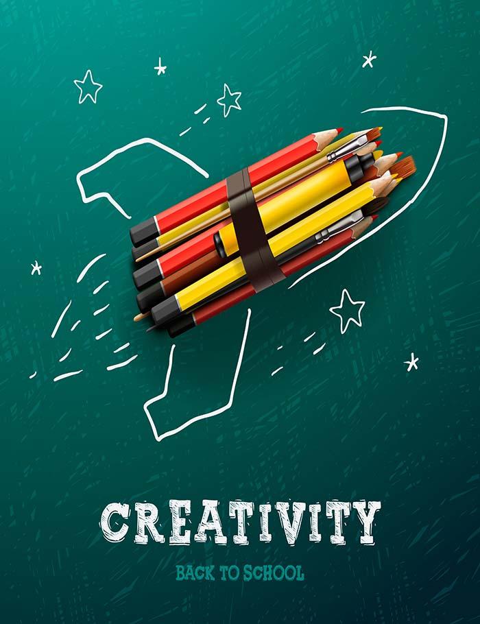 Celebrate Back To School With Rocket Ship Made in Pencil Photography Backdrop J-0159 Shopbackdrop