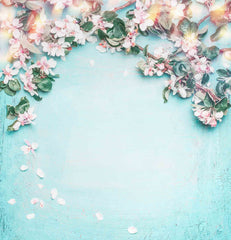 Cherry Blossoms On Light Cyan Wall Photography Backdrop Shopbackdrop