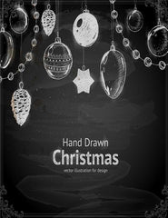 Christmas Hand Drawn With Ball Toy And Fir-Cone Photography Backdrop J-0117 Shopbackdrop