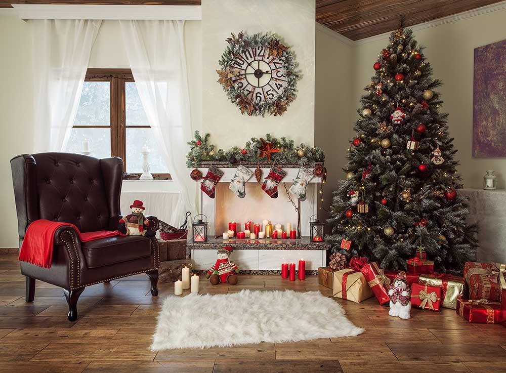 Christmas Holiday Backdrop With Chair Fireplace Wool Carpet Shopbackdrop