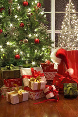 Christmas Holiday Backdrop With Window And Sparkle Christmas Tree Backdrop Shopbackdrop