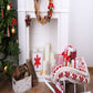 Christmas Sleigh Fireplace With Wreath Photography Backdrop J-0795 Shopbackdrop