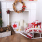 Christmas Sleigh Fireplace With Wreath Photography Backdrop J-0795 Shopbackdrop
