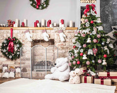 Christmas Tree And Bear On Wood Floor For Children Backdrop Shopbackdrop