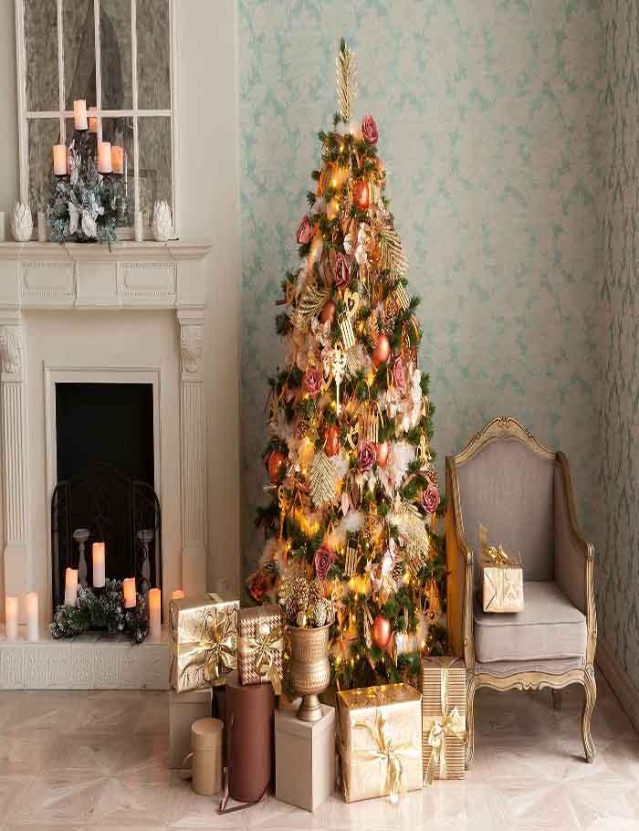 Christmas Tree And Fireplace Background For Christmas Backdrop Shopbackdrop