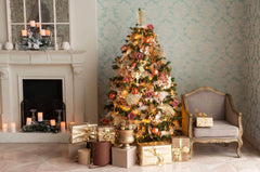 Christmas Tree And Fireplace Background For Christmas Backdrop Shopbackdrop