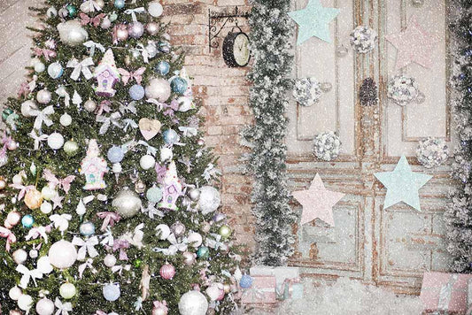 Christmas Tree Befor Decorated Door For Holiday Photography Backdrop N-0063 Shopbackdrop
