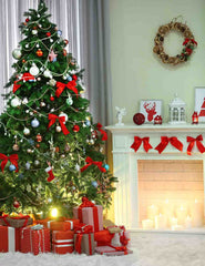 Christmas Tree Full Of Gifts With Wool Carpet Backdrop For Holiday Photo Shopbackdrop