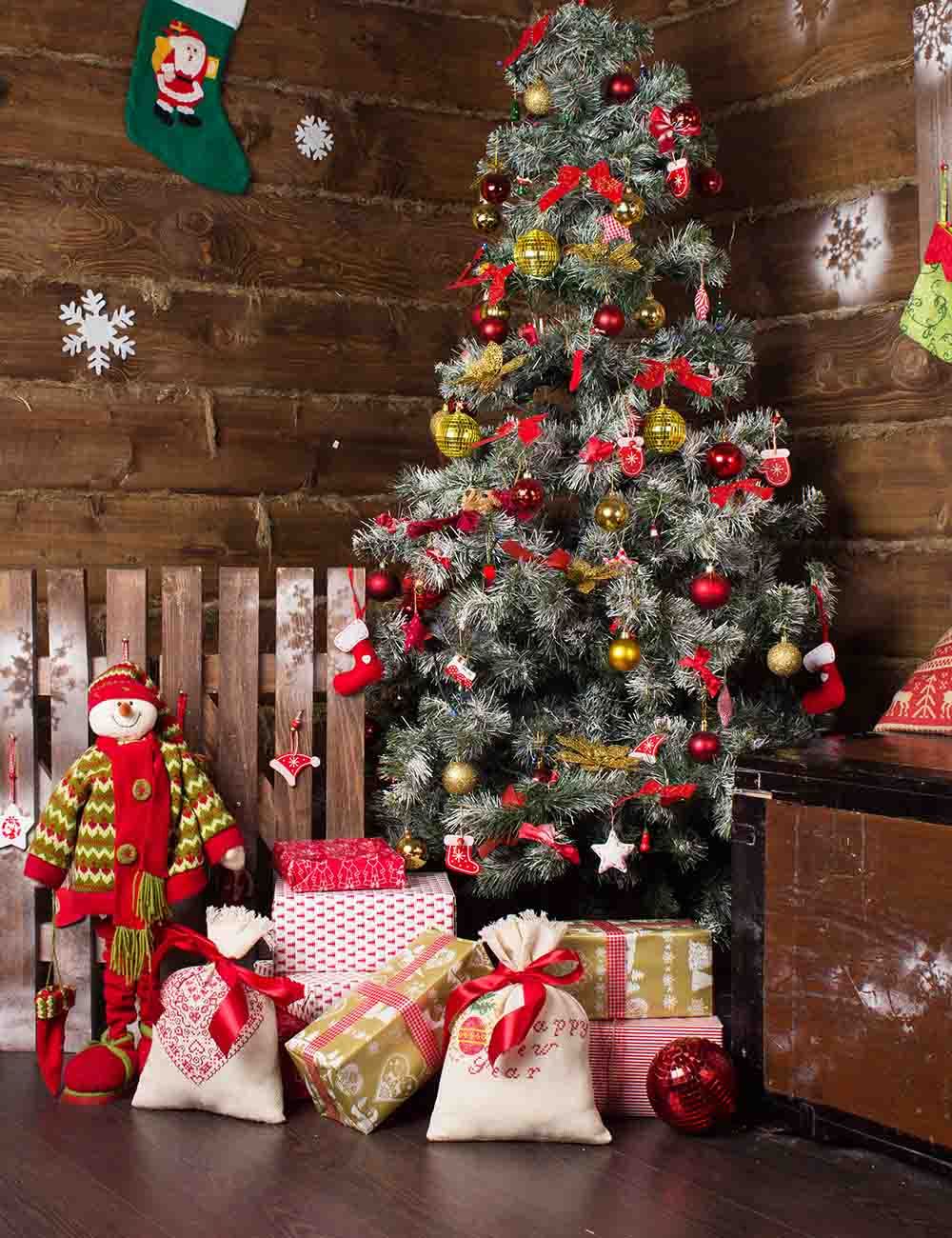 Christmas Tree In Wood Room For Holiday Photography Backdrop Shopbackdrop