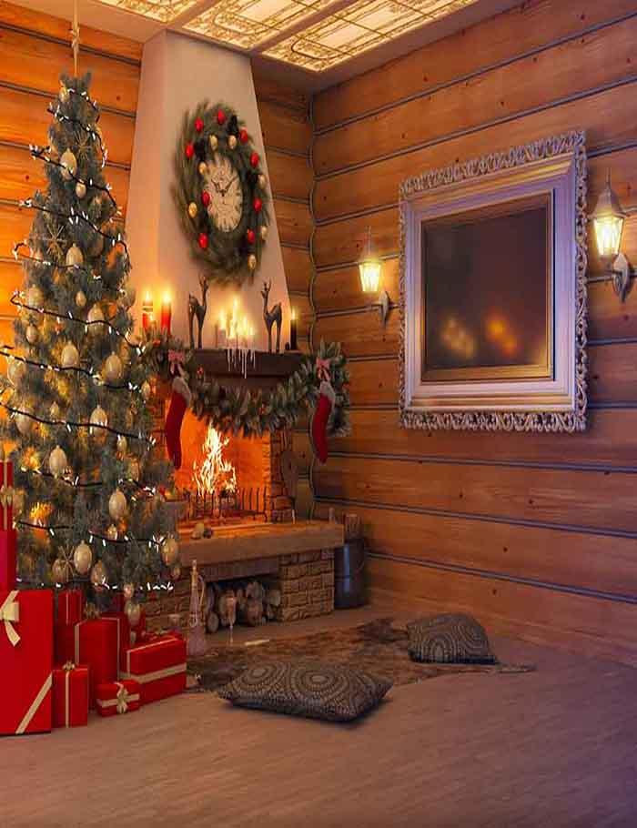 Christmas Tree Inside Senior Wood Room For Holiday Photography Backdrop Shopbackdrop
