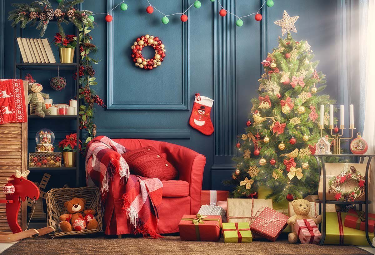 Class Decorated Christmas Interior For Holiday Backdrop Photography N-0054 Shopbackdrop