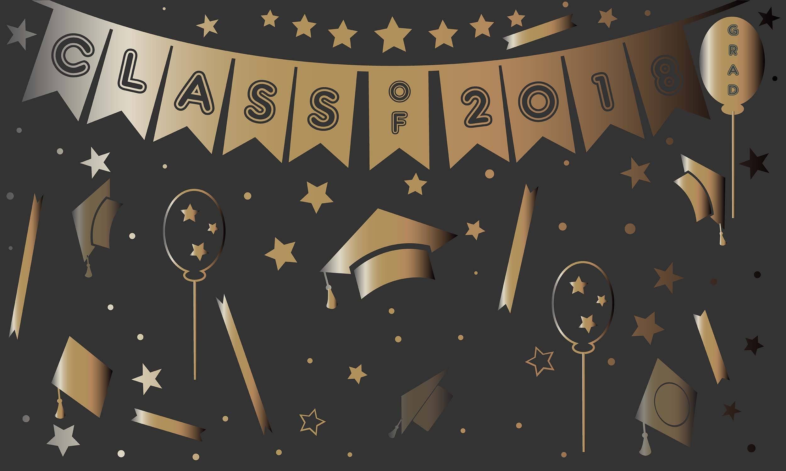 Class Of 2018 Graduation Gold Patterns Backdrop Shopbackdrop