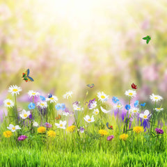Colorful Wild flowers In Sunshine With Butterfly For Baby Photo Backdrop Shopbackdrop