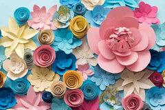 Custom Hand Made Colorful Paper Flower Photography Backdrop J-0167 Shopbackdrop