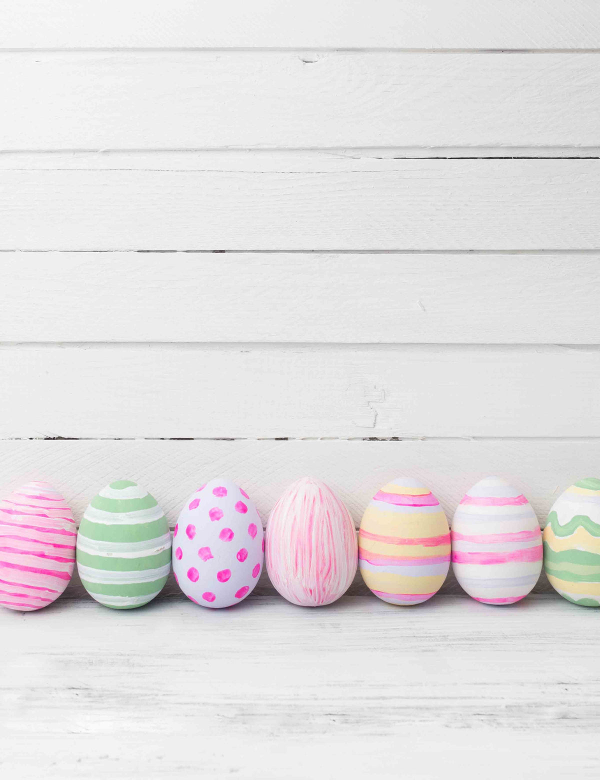 Easter Colorful Eggs On White Floor With Wood Wall Texture Backdrop For Photography Shopbackdrop
