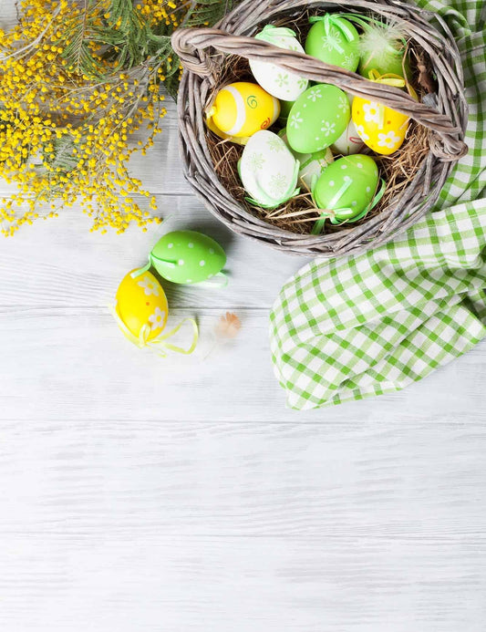Easter Eggs And Flower On Wood Floor Photography Backdrop Shopbackdrop