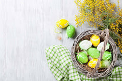 Easter Eggs And Flower On Wood Floor Photography Backdrop Shopbackdrop
