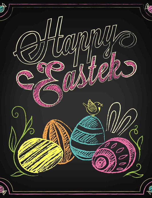 Easter Eggs Printed On Chalkboard For Baby Photography Backdrop Shopbackdrop