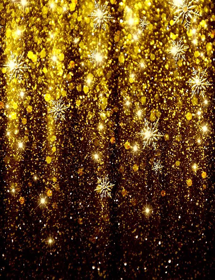 Elegant Christmas Background With Golden Snowflakes Photography Backdrop N-0065 Shopbackdrop