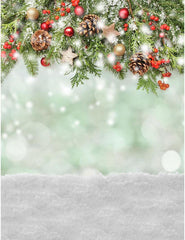 Firtree For Christmas With Bokeh Background And Snow Floor Photography Backdrop Shopbackdrop