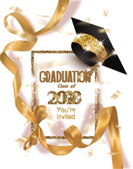 Gold Graduation With Bachelor's Cap And Ribbon For Celebration Backdrop Shopbackdrop