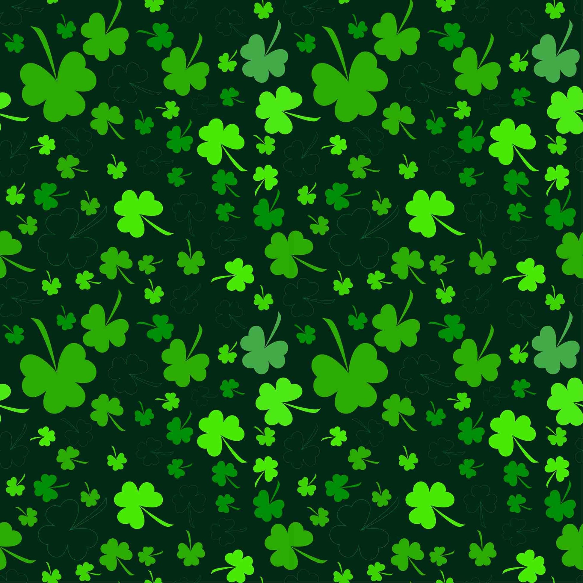 Green Clover Printed On Black Background For St Patrick's Day Backdrop Shopbackdrop