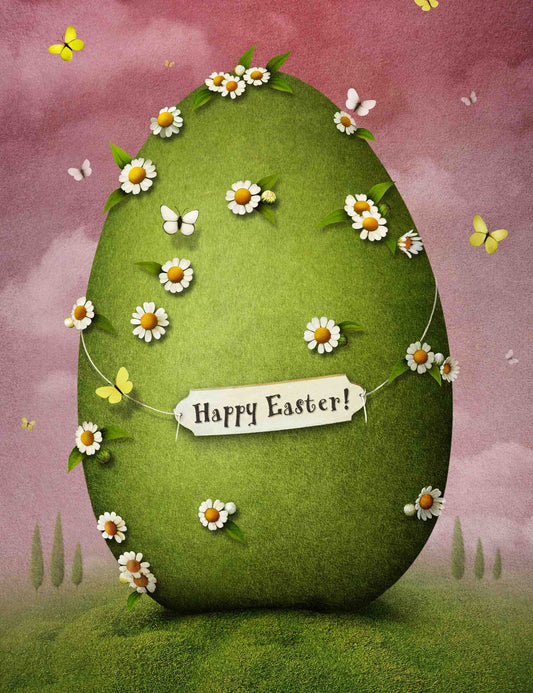 Green Easter Eggs With Flowers On Green Grass For Holiday Photography Backdrop Shopbackdrop