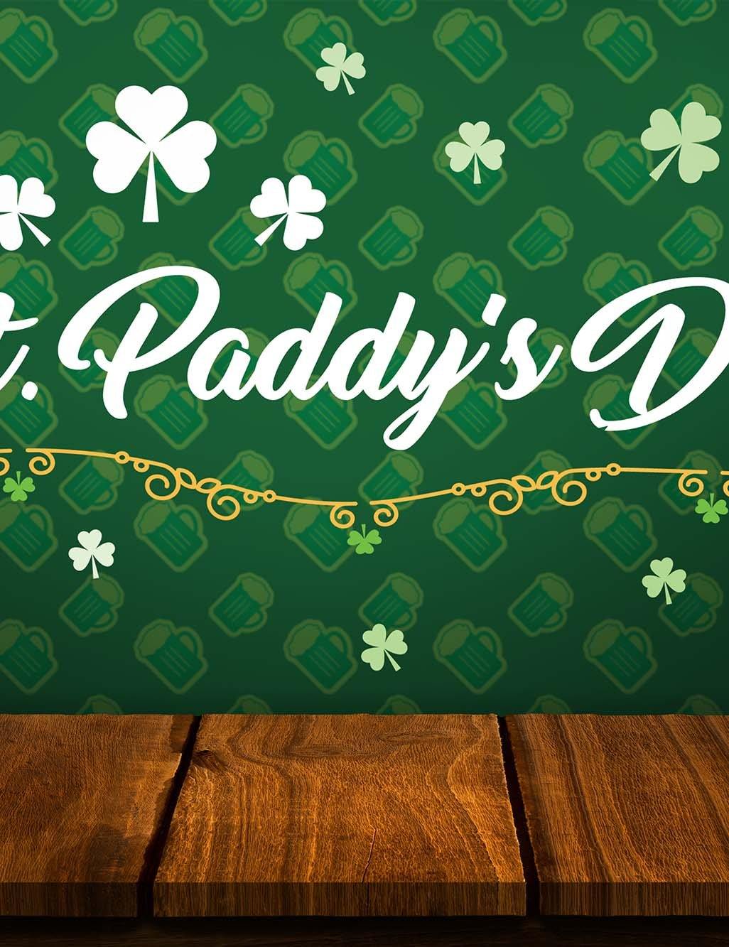 Green St.Patrick's Day Background With Wood Floor Backdrop Shopbackdrop