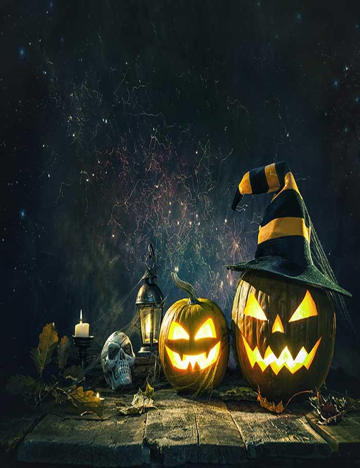 Halloween Pumpkin Head Jack Lantern With Burning Candles Photography Backdrop  J-0211 Shopbackdrop