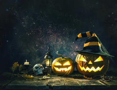 Halloween Pumpkin Head Jack Lantern With Burning Candles Photography Backdrop  J-0211 Shopbackdrop