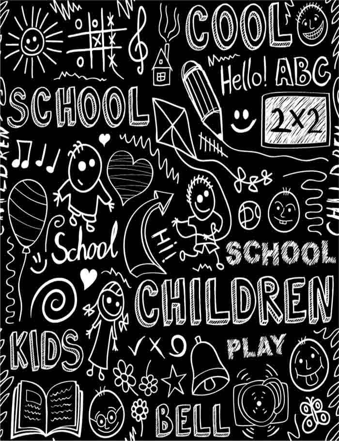 Hand Drawn Children Back To School On Blackboard Photography Backdrop  J-0153 Shopbackdrop