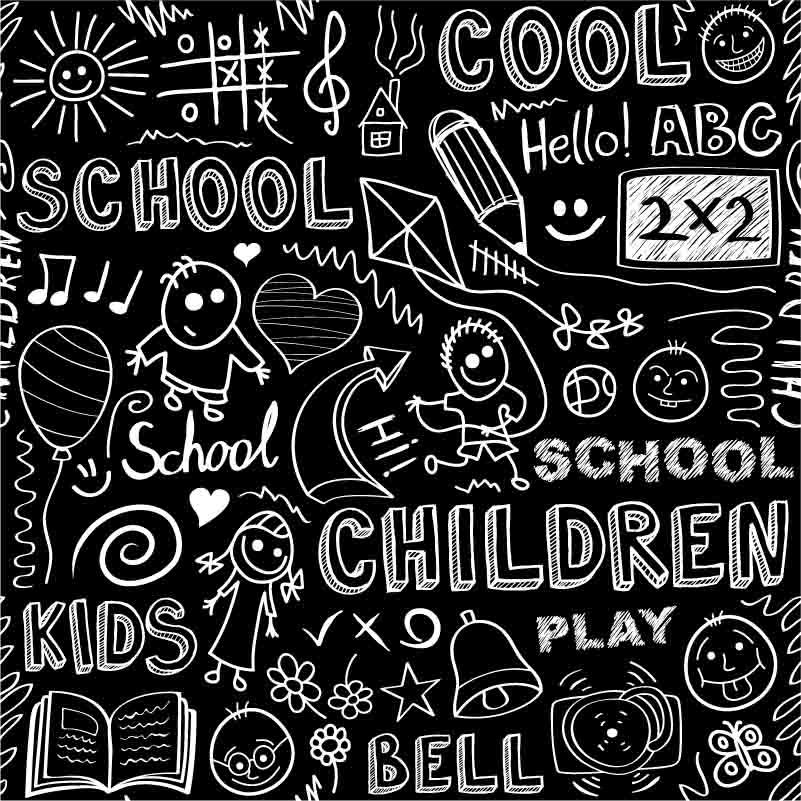 Hand Drawn Children Back To School On Blackboard Photography Backdrop  J-0153 Shopbackdrop