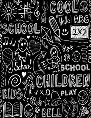 Hand Drawn Children Back To School On Blackboard Photography Backdrop  J-0153 Shopbackdrop