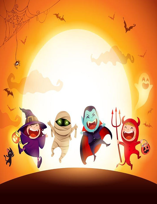 Painted Cartoons For Children Halloween Photography Backdrop J-0136 Shopbackdrop
