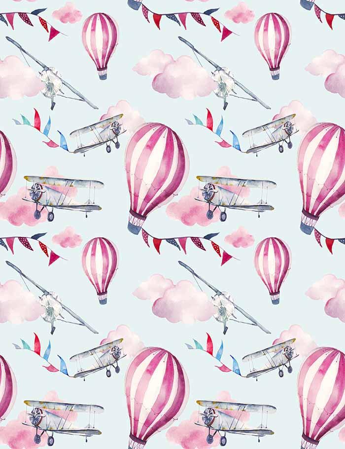 Painted Hot Air Balloon Air Plane For Baby Show Fabric Backdrop Photography Shopbackdrop