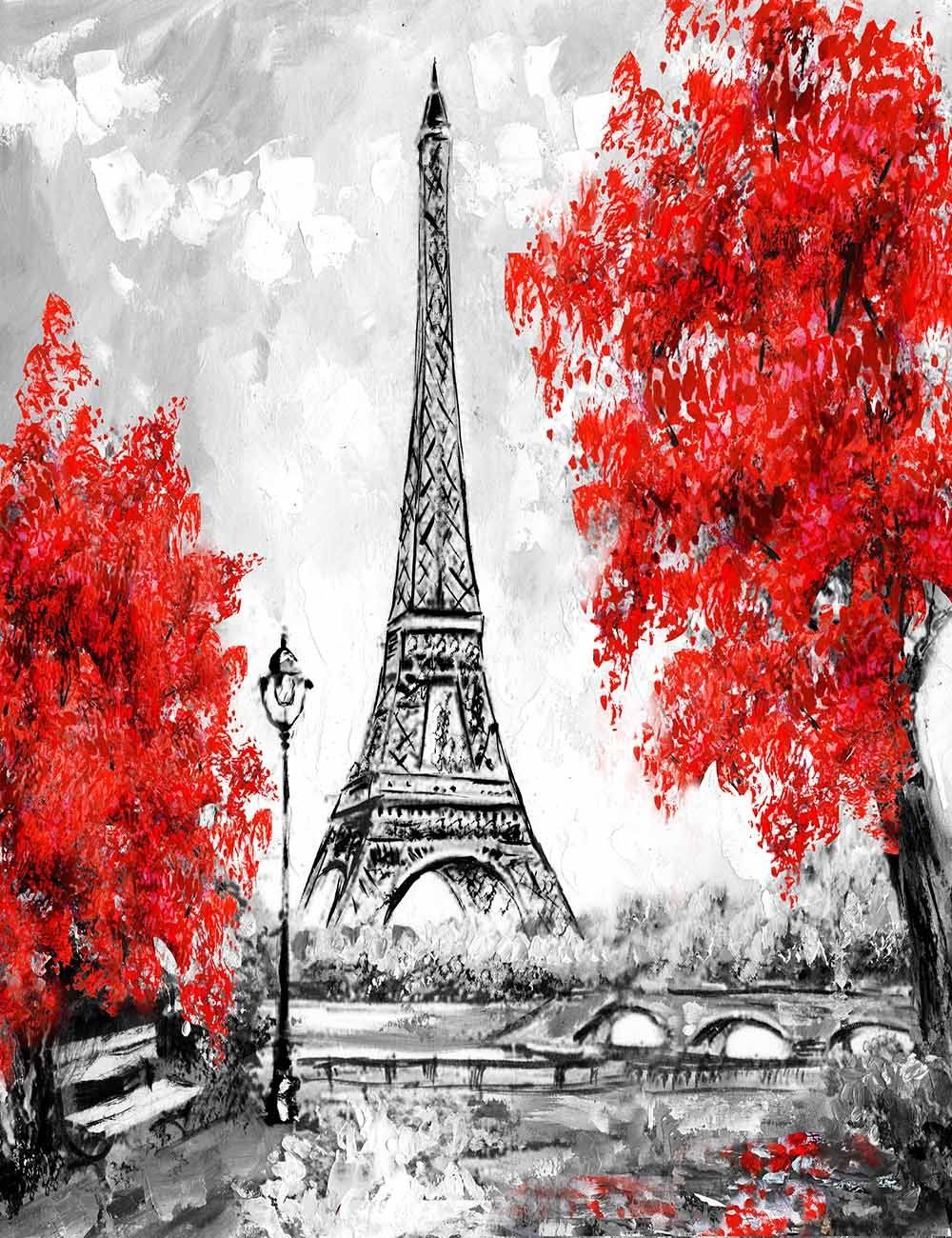 Hand Painted Pairs Tower With Red Maple Photography Backdrop J-0666 Shopbackdrop