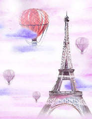 Painted Hot Air Balloon And Eifel Tower Fabric Backdrop For Photography Shopbackdrop