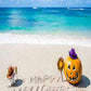 Happy Halloween Write On Beach With Pumpkin For Holiday Backdrop Shopbackdrop