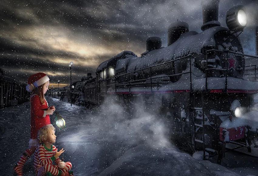 Trains Snowflakes Christmas Backdrop For Children Shopbackdrop