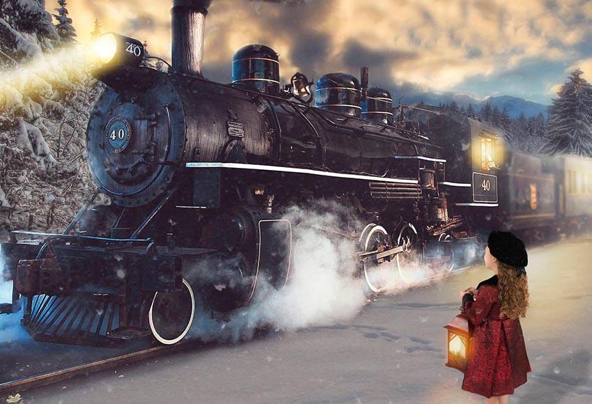Train Snow Photo Backdrop For Christmas Shopbackdrop
