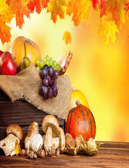 Maple Leaf Pumpkin Grape And Mushrooms On Floor For Halloween Backdrop Shopbackdrop