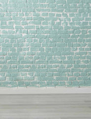 Medium Turquoise Brick Wall With Wood Floor Backdrop Shopbackdrop